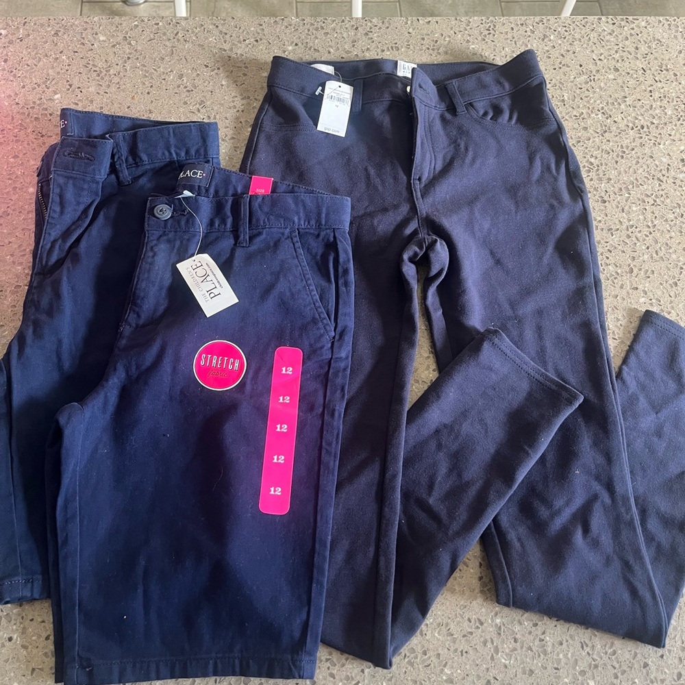 Gap/ Place Blue Stretch Pants and shorts uniform for girls new size 10/12